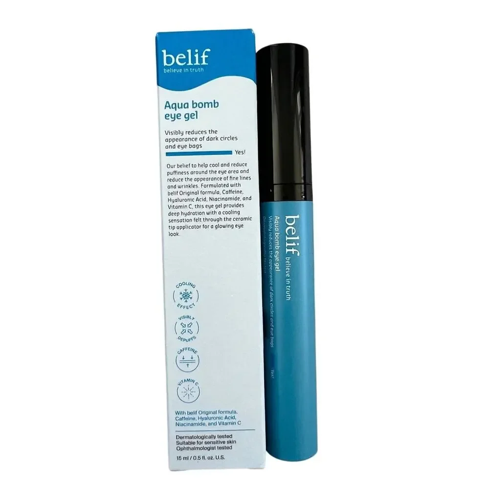 Belif Aqua Bomb Cooling Eye Gel Caffeine/Hyaluronic Dark Circle/Puffiness New